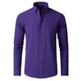 thumbnail image 3 of HOWPAY Men Dress Shirt Slim Fit Formal Shirts Long Sleeve Button down Solid Color Stretch Business Casual for Wedding and Office Fall Outfits Purple XXXL, 3 of 3