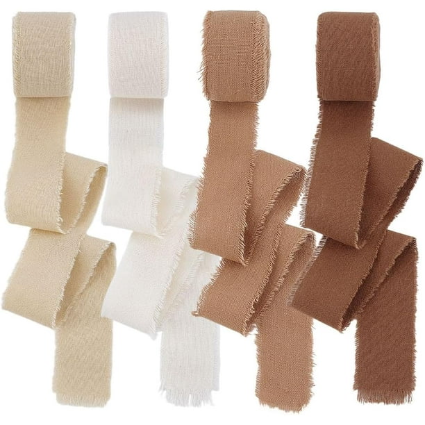 Cinta de algodón de 20 yardas en 4 colores, ideal para envolver regalos. Cinta de tela deshilachada.