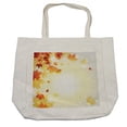 thumbnail image 1 of Autumn Shopping Bag, Fall Season Composition with Flying Dried Maple Tree Foliage, Eco-Friendly Reusable Bag for Groceries Beach and More, 15.5" X 14.5", Cream, by Ambesonne, 1 of 2