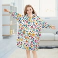 thumbnail image 5 of Dailycode Wearable Blanket Hoodie Oversized Sherpa Flannel Blankets with Pocket for 3-14 Year Old Small Colorful Flowers, 5 of 7