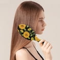thumbnail image 3 of Floral Sunflower Pattern Hair Brush, Rustic Farmhouse Style Detangler with Vintage Yellow Bloom Design, 3 of 8