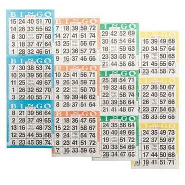 American Games Bingo Paper Game Cards - 3 cards - 4 sheets - 100 books per pack - 4 Colors, Made in USA