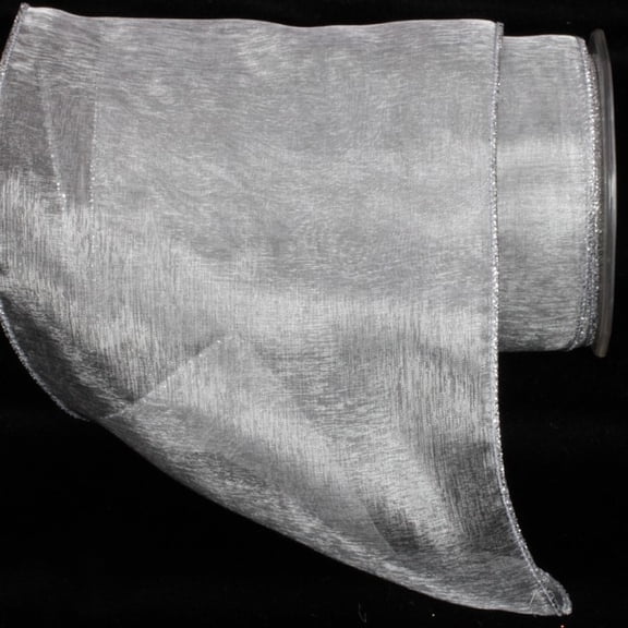 The Ribbon People Sheer Silver Edge Wired Craft Ribbon 6" x 27 Yards