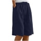 thumbnail image 2 of Neewe Womens Knee Length Pants Casual Plain Shorts Summer Drawstring Elastic Waist Comfy Shorts with Pockets, 2 of 8