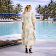 thumbnail image 2 of Miss Lavish London Kaftan Dresses for Women,Beach Kaftan Coverups,,Long Beach & Swimsuit Coverups,Plus Size African Caftan Dress,Moroccan Style Loungewear Healing Floral Olive Green S, 2 of 6