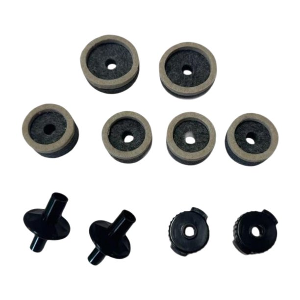 10x Accesorios repuesto para platillos Tuercas rápidas para platillos Almohadillas fieltro resistentes para batería percusión profesional Gris