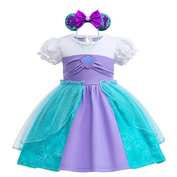 Disney Frozen Elsa vestido de princesa para niñas pequeñas, fiesta de cumpleaños, Rapunzel, sirena, jazmín, disfraz de Cosplay, Belle Vestidos5-6T-130 Gao Jinjia LED