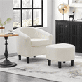 thumbnail image 2 of Renwick Barrel Accent Chair with Ottoman, Ivory Boucle Fabric, 2 of 7