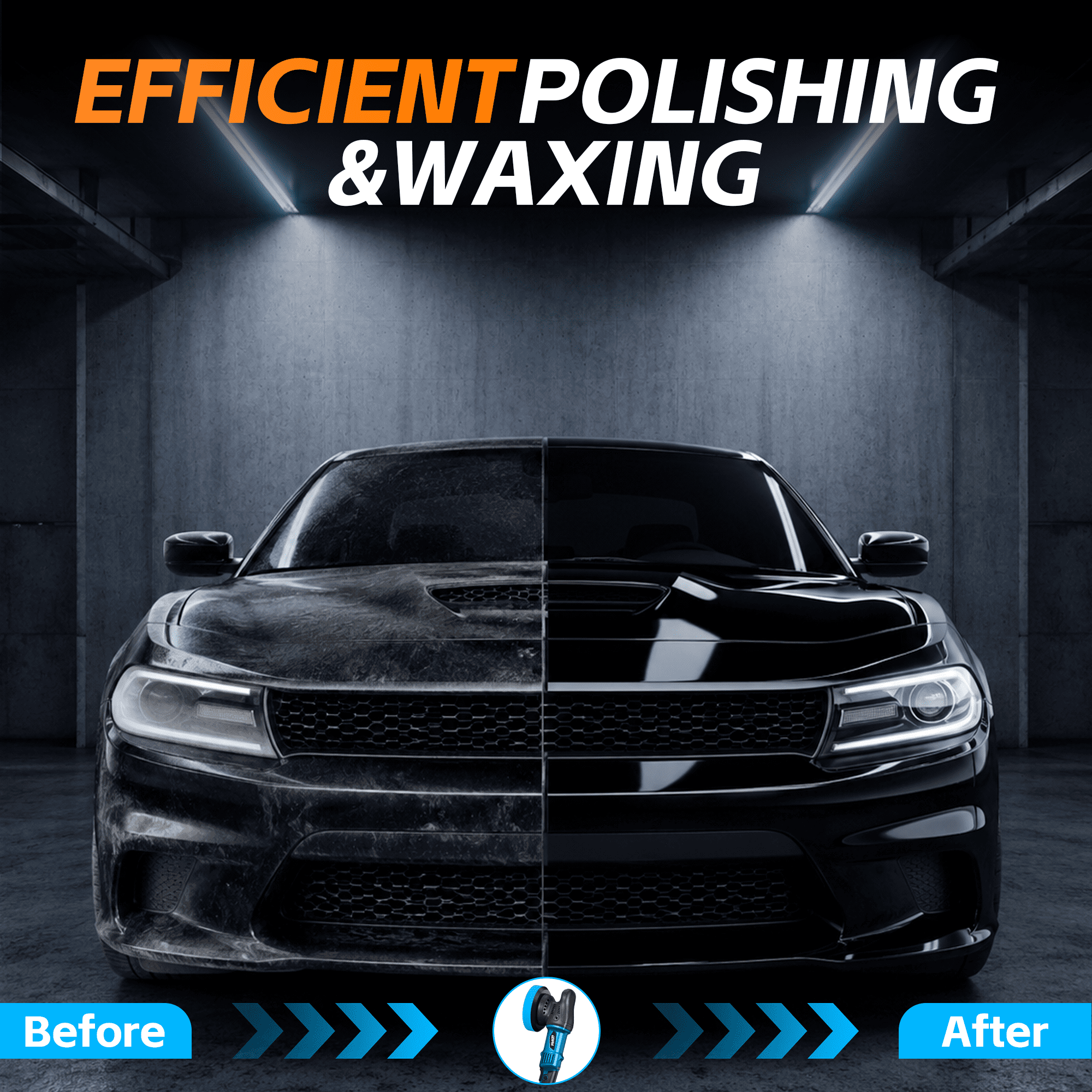 Gewna Dual Action Random Orbital Car Polisher,Car Detailing Kit, 8 Detachable Pads,Packing Bag for Car Polishing and Waxing,2800-5800RMP