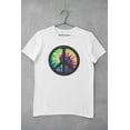 thumbnail image 5 of Old Glory Mens Tie Dye Peace Sign Distressed Halftone Short Sleeve Graphic T Shirt, 5 of 6
