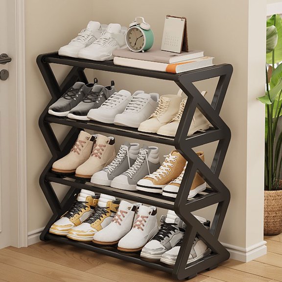 BiFandian 4-Tier Shoe Rack, Shoe Rack Organizer, Simple Shoe Storage Rack for Daily Use Bedroom Closet Entryway