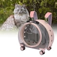 thumbnail image 2 of facefd Kitten Bag Backpack Handbag with Wheels Durable Dog Trolley Case for Puppy Translucent Pink, 2 of 9