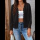 thumbnail image 4 of Suéter de Punto Tipo Cárdigan de Larga con Cuello en V y Botones para Mujer Negro M, 4 of 9