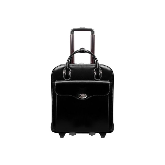 McKlein USA 97035 15 in. W Series Melrose Leather Vertical Wheeled Ladies Laptop Briefcase - Black
