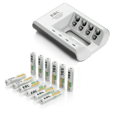 EBL Pack of 12 AAA Batteries 800mAh AAA Rechargeable Battery with Smart Battery Charger and Micro Charging USB Cable
