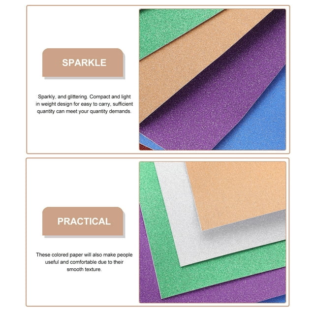 20 Sheets Glitter Craft Paper Sparkle Cardstock Papers Self Adhesive ...