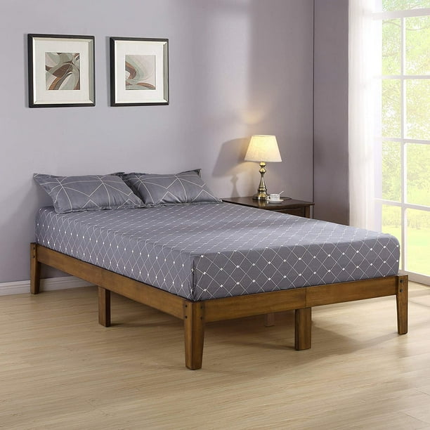 14 Inch Solid Wood Platform Bed Frame, Twin Size Bed Frame No Box Spring Needed