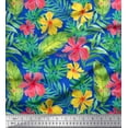 thumbnail image 1 of Soimoi Blue Rayon Fabric Leaves & Floral Print Fabric by Yard 42 Inch Wide, 1 of 3