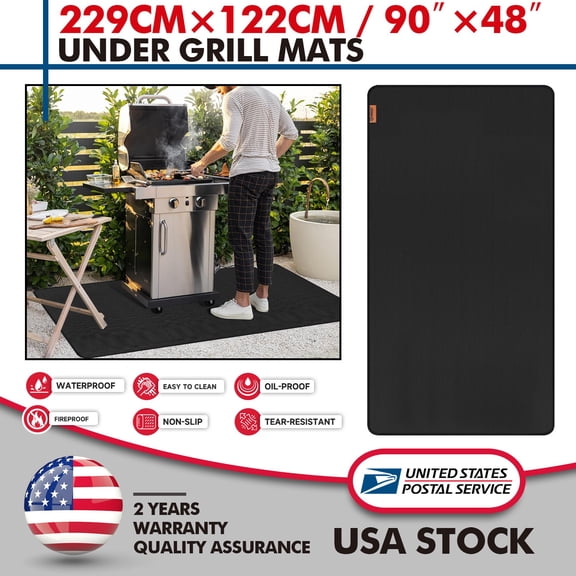 90 X 48 Inches Under Grill Floor Mat for Deck Oil-resistant Fire-proof Protector