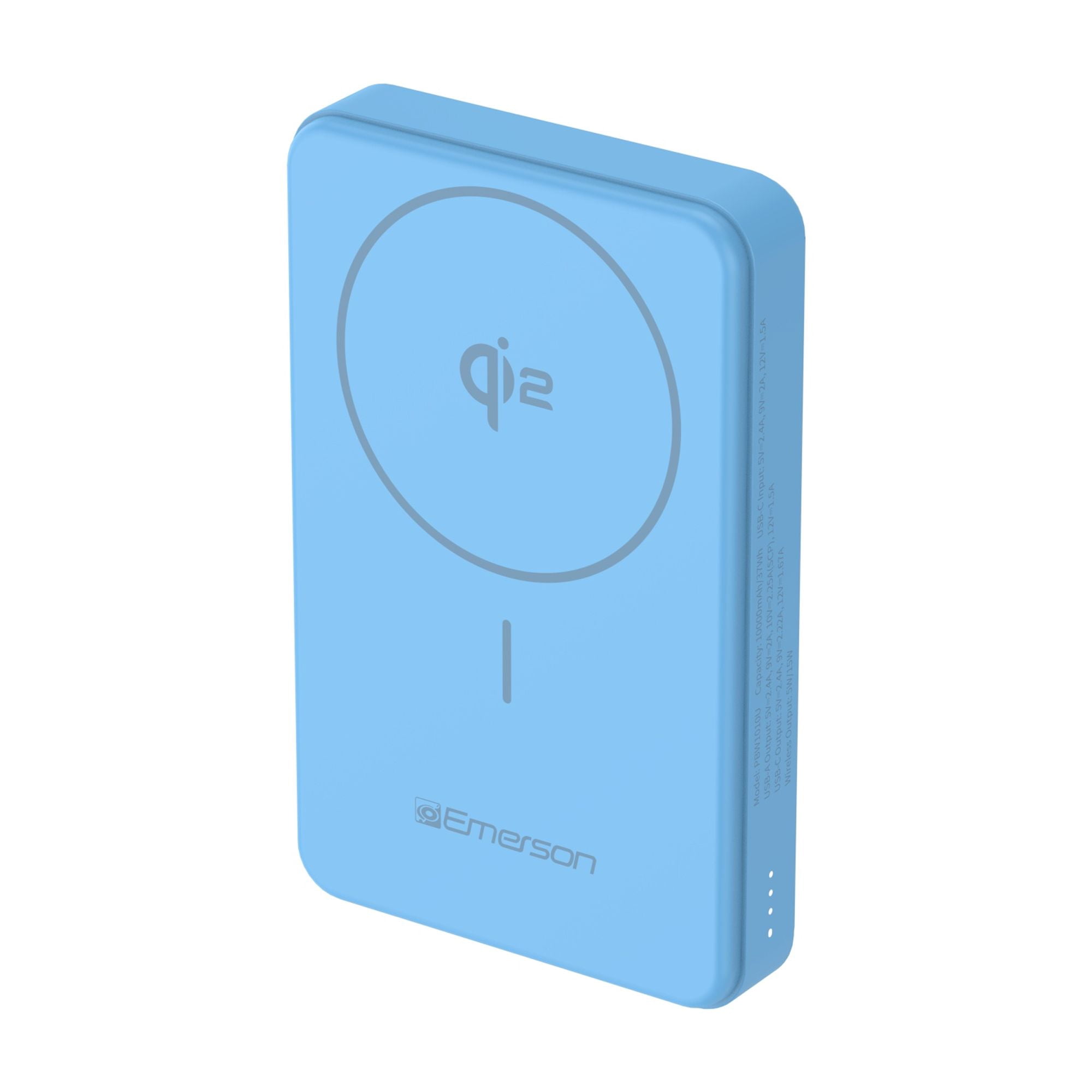 Emerson Power Bank with 15W Qi2 Magnetic Wireless Charging and 20W Wired Output Charging, Blue - PBW1010U