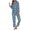 Blue, variant on Womens Christmas Pajamas Sets Santa Floral Printed Button Long Sleeved Blouses and Pants Home Set Regular Sleepwear,Green,L