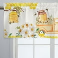 thumbnail image 2 of Spring Summer Bee Honey Truck Curtains Valance for Windows, Yellow Daisy Flower Honeycomb Bumblebee Short Half Topper Rod Pocket, Seasonal Home Living Room Bedroom Decor 54" x 18", 2 of 6