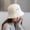 White, variant on Chuancc Fluffy Faux Fur Bucket Hat for Women Men - Winter Warm Plush Fisherman Cap Solid Color Style Beige One Size