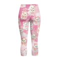 thumbnail image 5 of SCRAWLGOD Cat Bow Stars Print Pink Women's Workout Capri Leggings with Pockets, Stretchable Lightweight Squat Proof Yoga Leggings, High Waisted Gym Athletic Crop Yoga, XL, 5 of 7