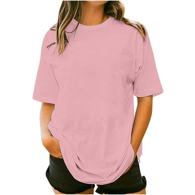 Posijego Hauts Grande Taille pour Femmes T-Shirts Basiques à Manches Courtes Surdimensionnés Col Rond T-Shirts d'Été Amples