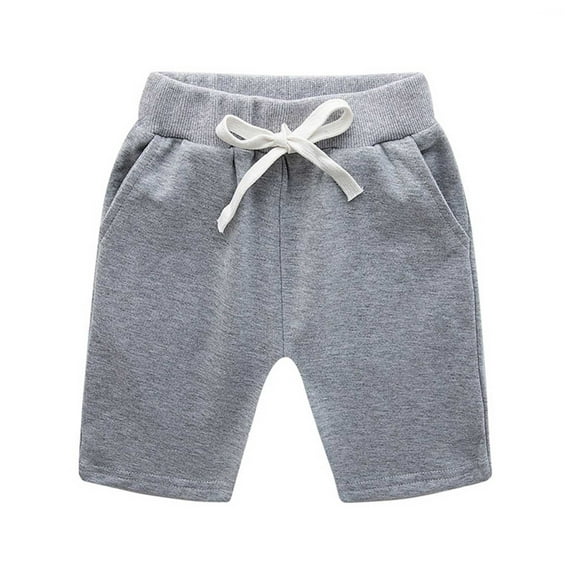 Entyinea Girls Pull-on Bermuda Shorts Adjustable Waist Summer Cotton Short for Girls Grey Size 150