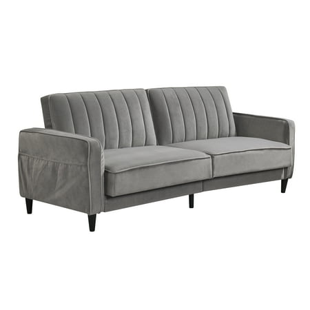 Premium Velvet Love Seats Clearance, Sectional Sofa and Couch with Solid Wood Frame and Legs, Mid Century Modern Couch Recliner Sofa Living Room Furniture for Small Space, 70"x31"x41", Gray, Q6318