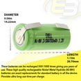 thumbnail image 2 of 2x Exell 2/3AA NiMH 700mAh 1.2V Flat top Rechargeable Battery with Tabs, 2 of 7