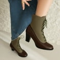 thumbnail image 5 of Boot for Women Women Fashionable And Casual Versatile And Winter Color Blocked Lace Up Short Boots Boots Ladies' Mid Heel And Ankle Boots Brown 39, 5 of 5