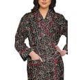 thumbnail image 4 of Moomaya Printed Long Robe With Pockets Cotton Bride Getting Ready Dress, 4 of 6