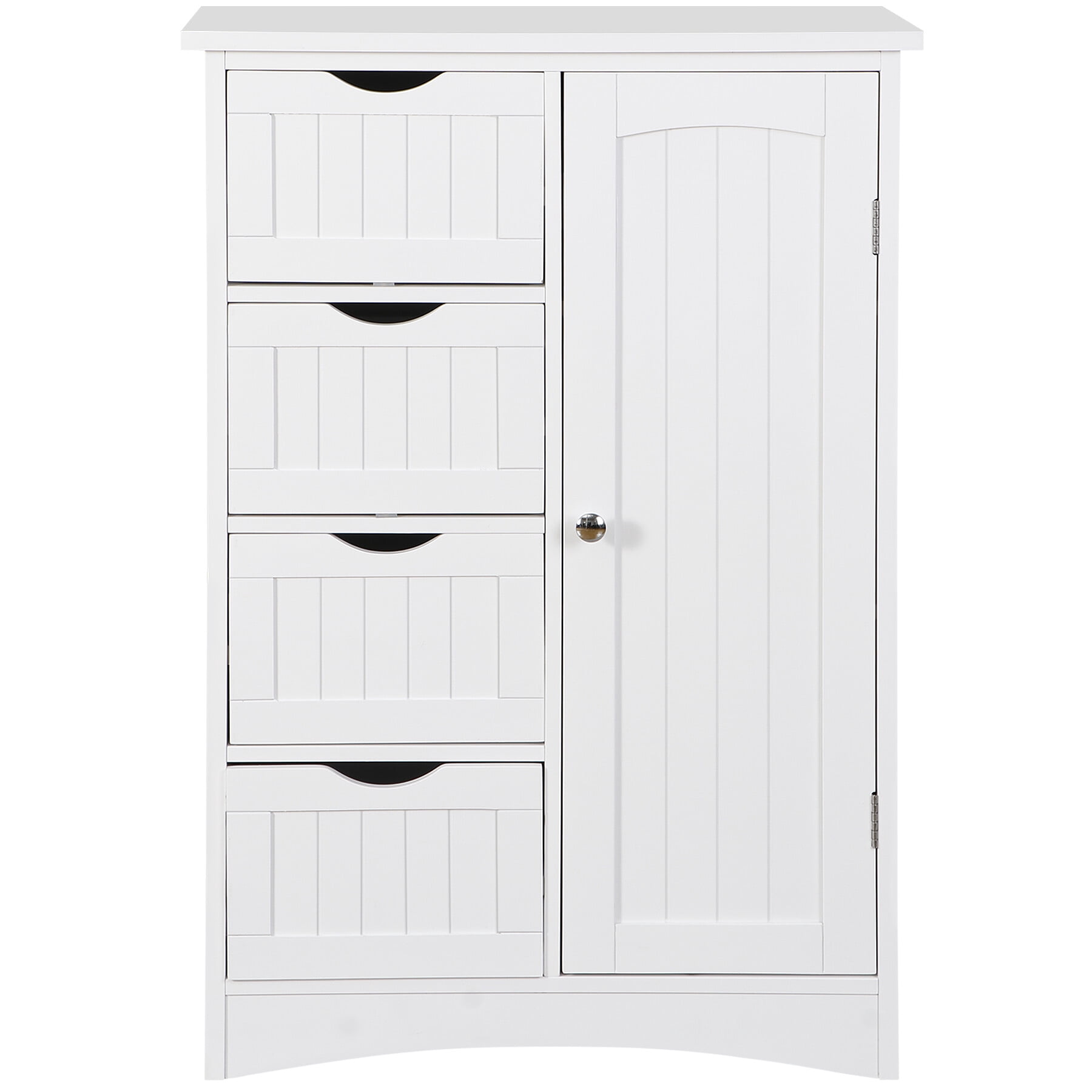 ZENSTYLE Bathroom Floor Cabinet Kitchen Organization 4 Drawers W/3 Tiers Side Space, White