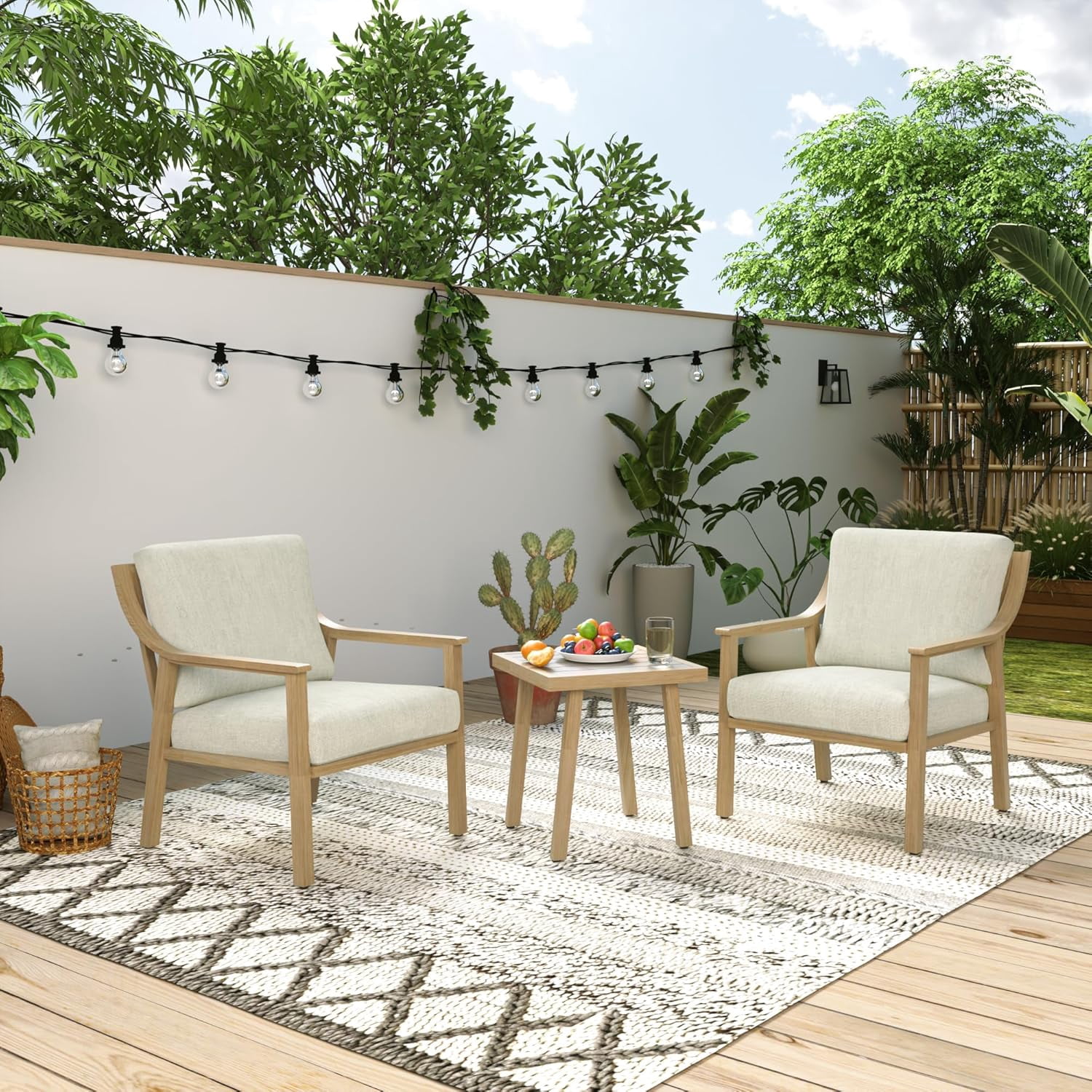 T-Patio Aluminum Outdoor Lounge Chairs, Patio Furniture Armchair, Beige, Set of 1