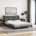 thumbnail image 3 of vidaXL Bed Frame with LED Lights Dark Grey 152x203 cm Fabric, 3 of 5