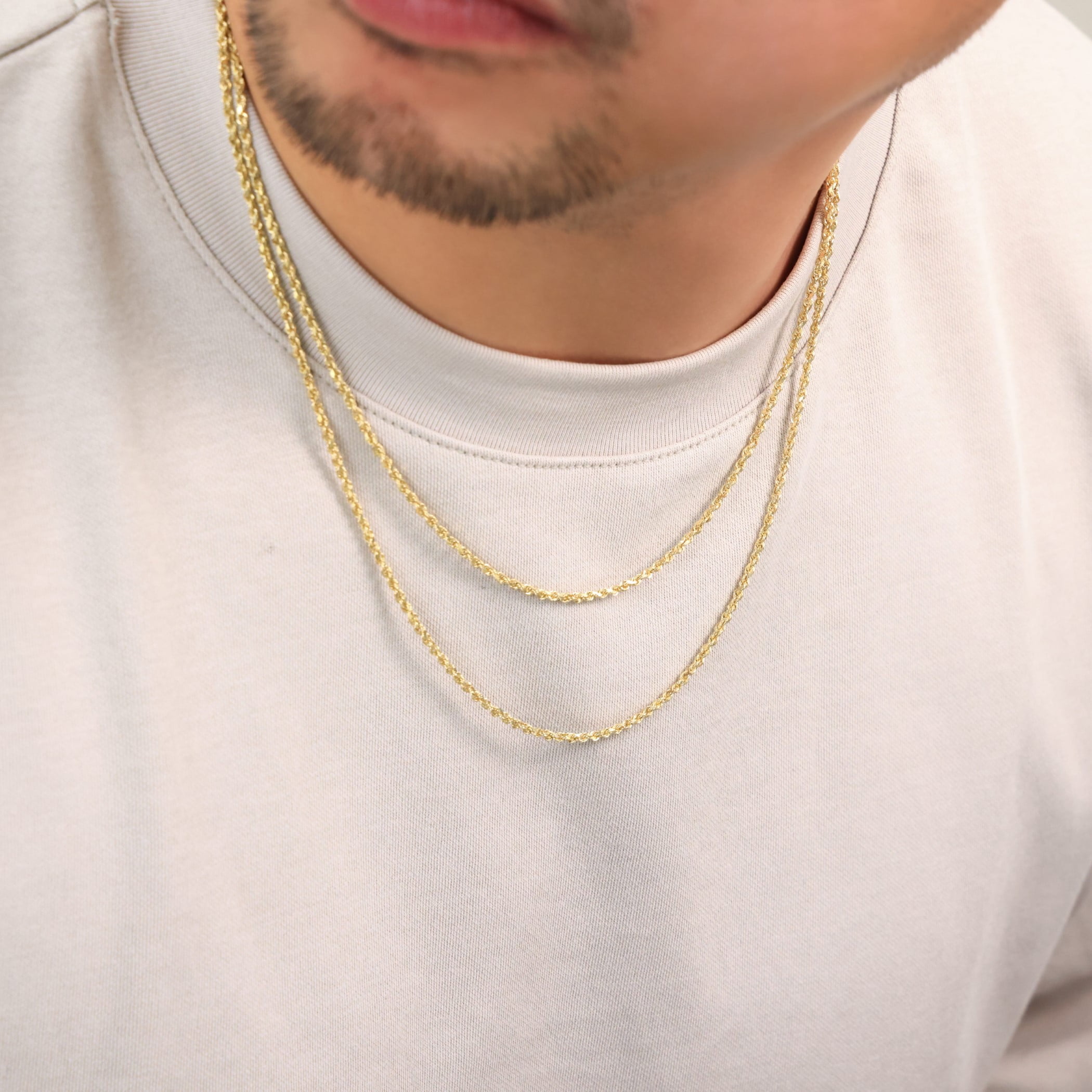 Nuragold 10k Real Yellow Gold 1.8mm Rope Chain Diamond Cut Necklace (16"-30") Italian Jewelry for Men & Women