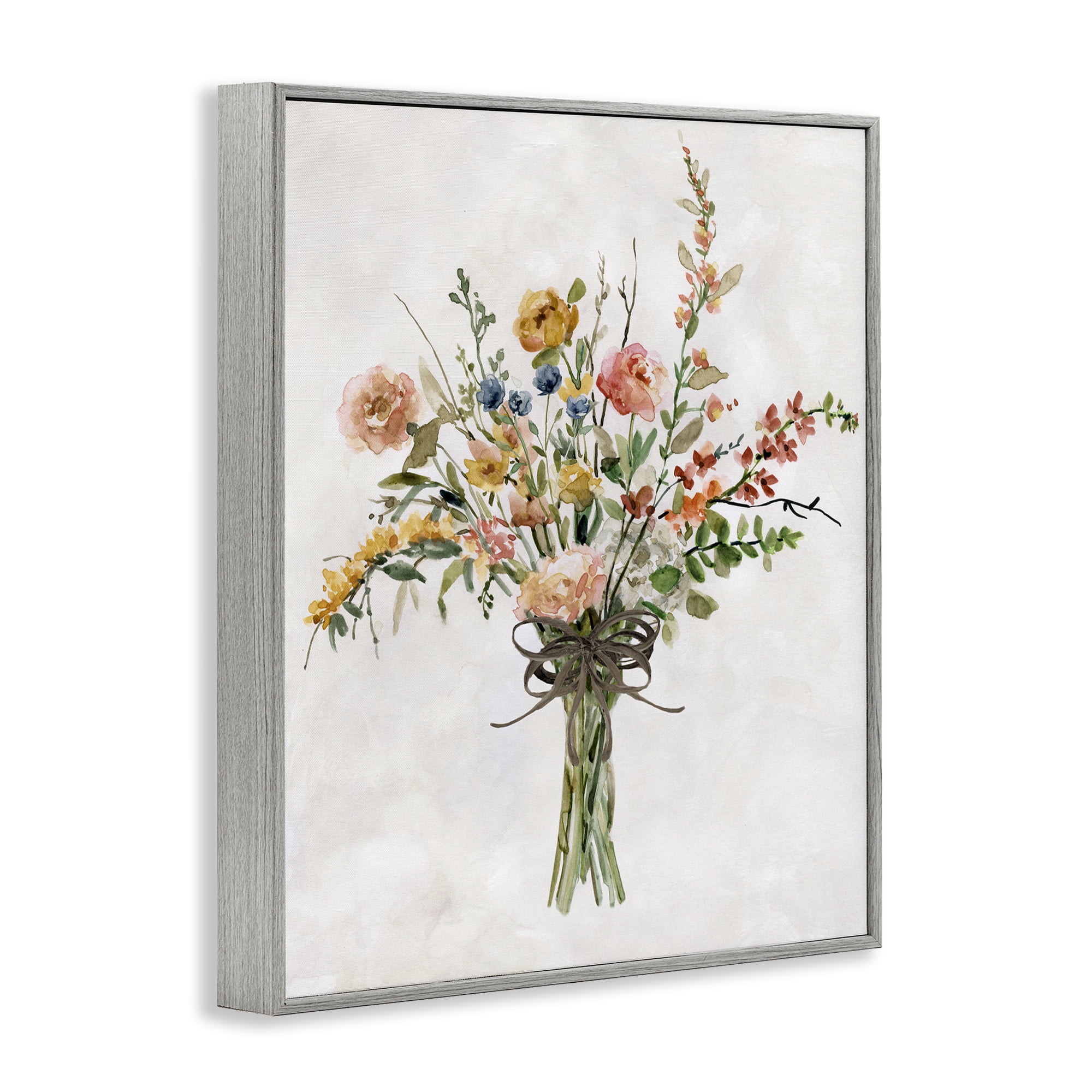 Stupell Industries Charming Bright Bouquet Botanical & Floral Painting Gray Framed Art Print Wall Art, 16 x 20