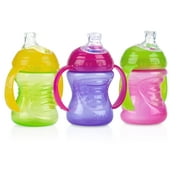 Nuby No-Spill Grip N' Sip Trainer Soft Spout Sippy Cup, 8 fl oz, 3 Count
