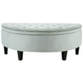 thumbnail image 3 of Posh Living Nathan Velvet Upholstered Half Moon Storage Ottoman in Light Gray, 3 of 9