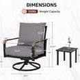 thumbnail image 7 of NATURAL EXPRESSIONS 3 Piece Outdoor Bistro Set, Swivel Glider Rocking Chairs Patio Conversation Furniture Set with 2 Rockers, Metal Table for Backyard, Porch,Balcony, 350lbs, Dark Gray, 7 of 7
