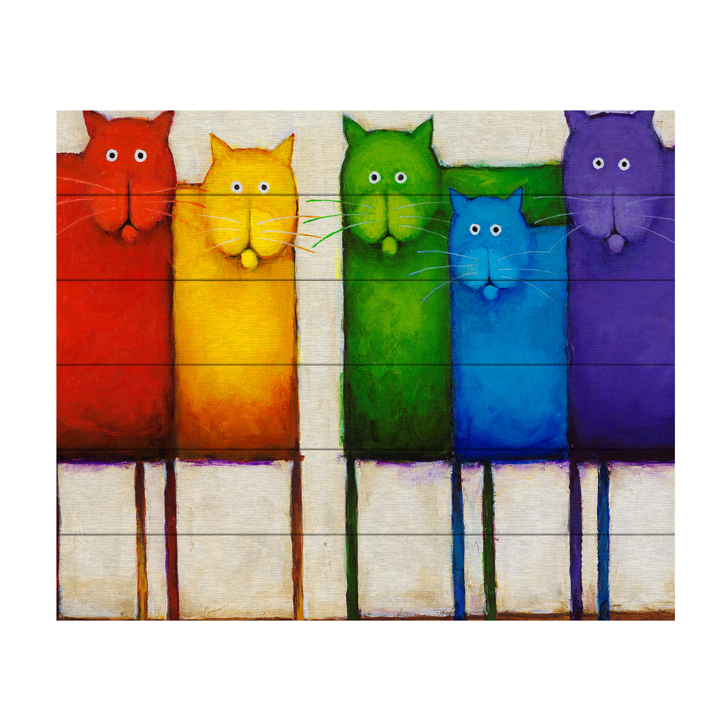 Daniel Patrick Kessler 'Rainbow Cats' Wood Slat Art
