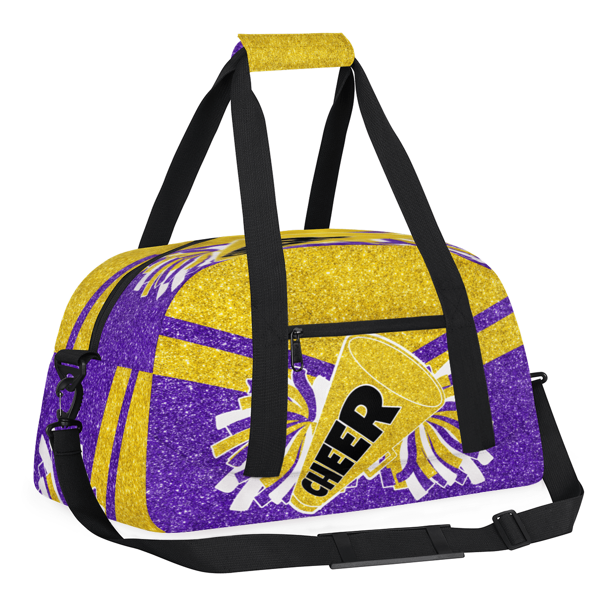 Herdesigns Cheer Bags Overnight Duffel Bags Cheerleading Purple Gold Sport Gym Bag Travel Bag Travel Waterproof Weekender Bag Carry On Travel Tote Bag Dance Bags