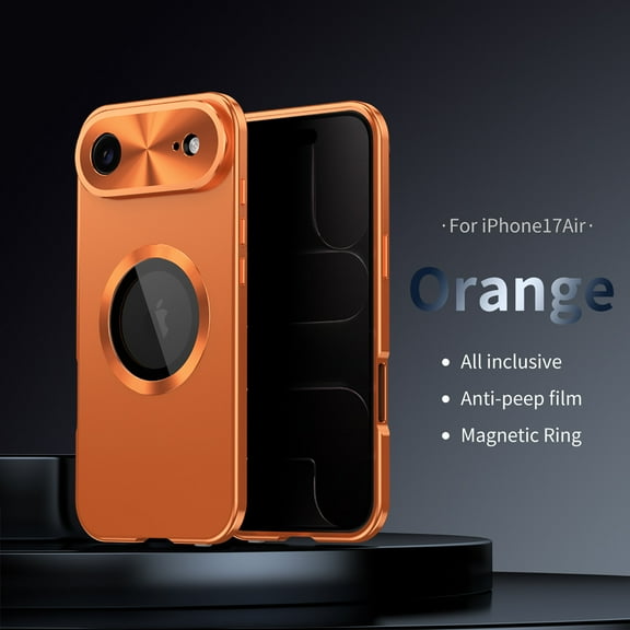 iPhone Air Case with Anti-Spy Screen Protector, Privacy Protective [Compatible with Magsafe] Shockproof Anti-Scratch Full Body Shockproof Bumper Rugged Case for Apple iPhone Air,Orange