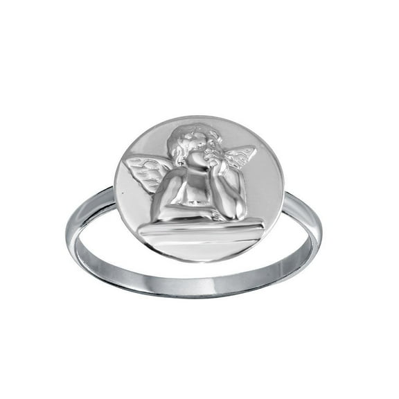 High Polished 925 Sterling Silver Archangel Guardian Angel Ring Band Jewelry Female Male Size 6