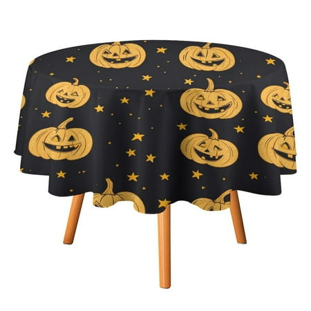

JINGDS Starry Pumpkin Night-1091 Round Table Cloth Halloween Tablecloth Thanksgiving Day Table Cloth Round Cover Circle Tablecloth for Halloween Thanksgiving Fall Party