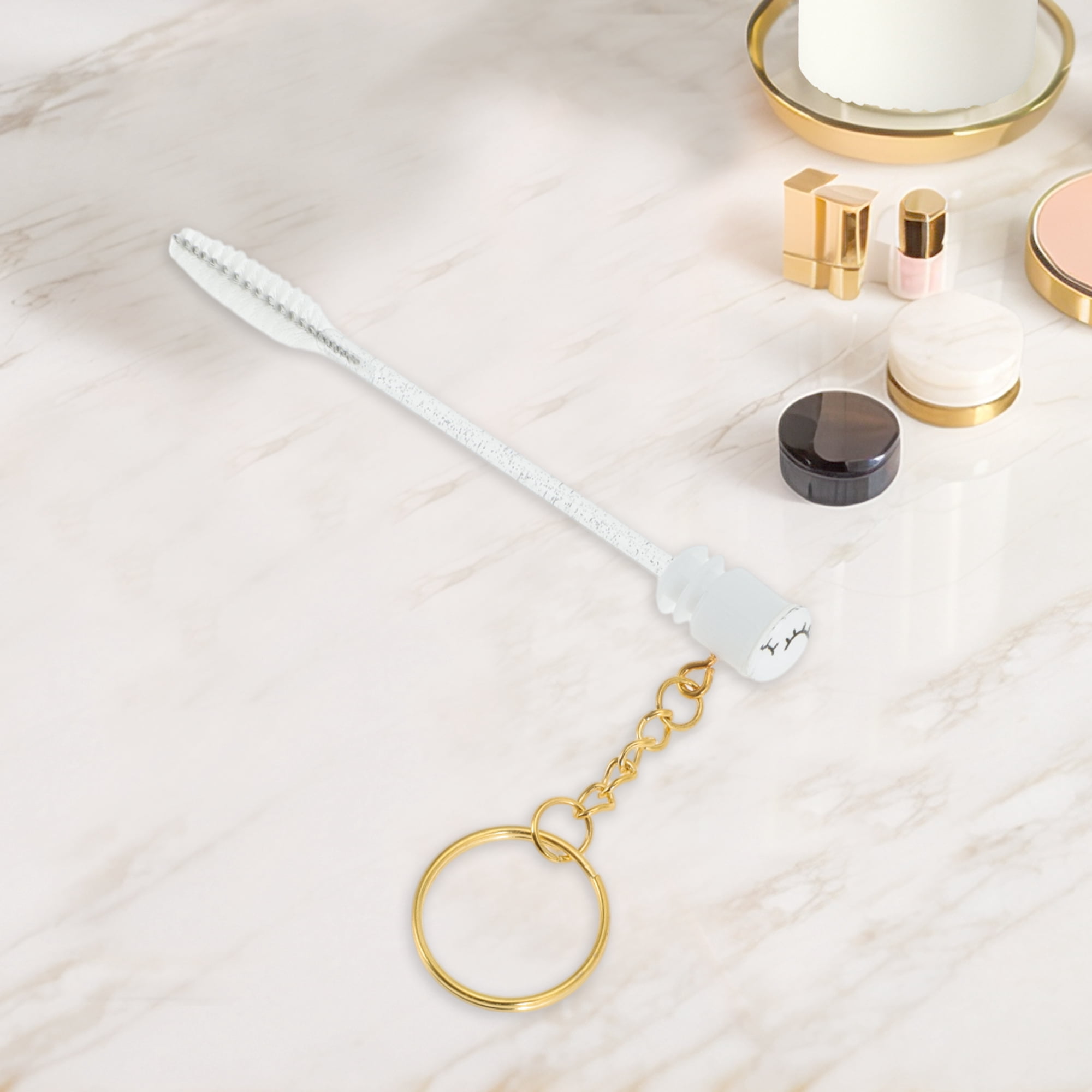 Unique Bargains 1 Pc Compact Eyelash Brush in Tube Design with Gold-Tone Buckle White