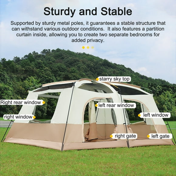 Voyage Tente de Camping avec 2 Chambres Grande Tente de Cabine Familiale Respirant et Imperméable pour 6-8 Personnes en Plein Air Camping Randonnée Randonnée Randonnée Plage