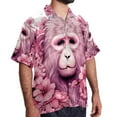 thumbnail image 2 of Pink Monkey Gorilla Men's Short Sleeve Button Down Beach Shirts, Casual Printed Summer Unisex Tops, 2 of 6
